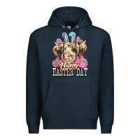 Navy Easter Day Cow Premium Hoodie - NancyCooperArtShop
