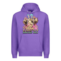 Purple Easter Day Cow Premium Hoodie - NancyCooperArtShop