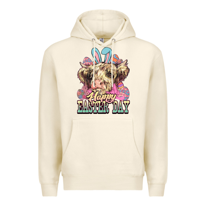 Easter Day Cow Premium Hoodie by NancyCooperArtShop | Teevron