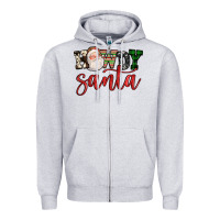 Heather Grey howdy santa Zipper Hoodie - FaDigitalArtStudio