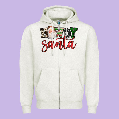 Howdy Santa Zipper Hoodie Designed By Fadigitalartstudio