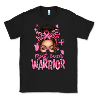 Black brest cancer warrior afro messy bun Classic Tee - texasbilliewilder