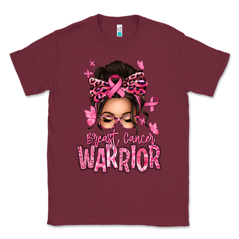 Brest Cancer Warrior Afro Messy Bun Classic Tee by texasbilliewilder | Teevron