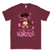 Burgundy brest cancer warrior afro messy bun Classic Tee - texasbilliewilder