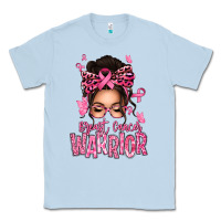 Dusty Blue brest cancer warrior afro messy bun Classic Tee - texasbilliewilder