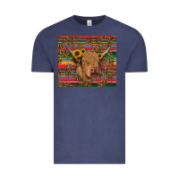 Vintage Denim serape leopard turquoise sunflowers cow Vintage Tee - RanaPortraitStore