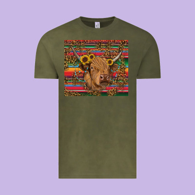 Vintage Tee serape leopard turquoise sunflowers cow