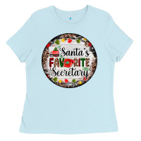 Baby Blue christmas santas favorite secretary    light Ladies Tee - AdoDesignShop