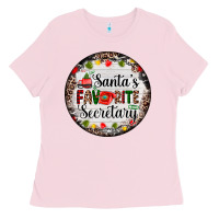 Bubblegum Pink christmas santas favorite secretary    light Ladies Tee - AdoDesignShop
