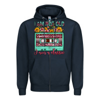 Navy i am not old i am a classic sunflower floral casse Zipper Hoodie - FaDigitalArtStudio
