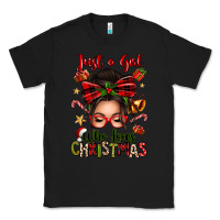 Black just a girl who loves christmas afro messy bun Classic Tee - texasbilliewilder