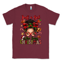 Burgundy just a girl who loves christmas afro messy bun Classic Tee - texasbilliewilder