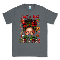 Charcoal Heather just a girl who loves christmas afro messy bun Classic Tee - texasbilliewilder