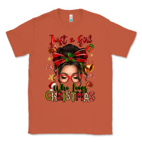 Copper just a girl who loves christmas afro messy bun Classic Tee - texasbilliewilder