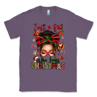 Lavender just a girl who loves christmas afro messy bun Classic Tee - texasbilliewilder