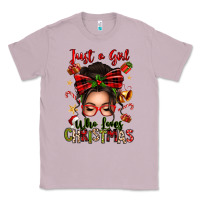 Lilac just a girl who loves christmas afro messy bun Classic Tee - texasbilliewilder