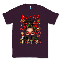 Plum just a girl who loves christmas afro messy bun Classic Tee - texasbilliewilder