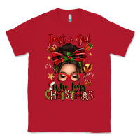 Red just a girl who loves christmas afro messy bun Classic Tee - texasbilliewilder