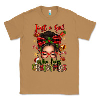 Toasted Coconut just a girl who loves christmas afro messy bun Classic Tee - texasbilliewilder