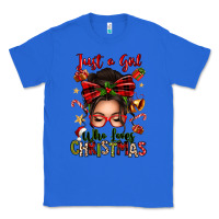 True Royal just a girl who loves christmas afro messy bun Classic Tee - texasbilliewilder