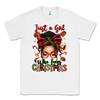White just a girl who loves christmas afro messy bun Classic Tee - texasbilliewilder