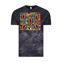 Cloud Black serape gemstone glitter cowhide lady of guadalupe Vintage Tee - RanaPortraitStore