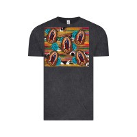 Vintage Black serape gemstone glitter cowhide lady of guadalupe Vintage Tee - RanaPortraitStore