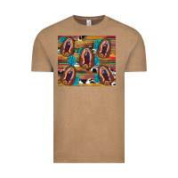 Vintage Coffee serape gemstone glitter cowhide lady of guadalupe Vintage Tee - RanaPortraitStore