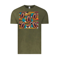 Vintage Olive serape gemstone glitter cowhide lady of guadalupe Vintage Tee - RanaPortraitStore