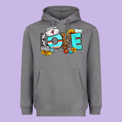 Love Nurse Western Heavyweight Hoodie Designed By Bundleandbundleshop