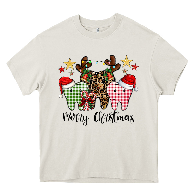 Merry Christmas Tooth Heavy Core Tee by CowhideDigitalArt | Teevron