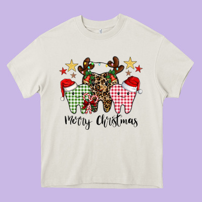Merry Christmas Tooth Heavy Core Tee Designed By Cowhidedigitalart
