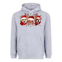 Heather Grey christmas dogs corgi chihuahua frenchie Heavyweight Hoodie - Jasminsmagicworld