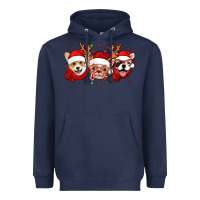 Navy christmas dogs corgi chihuahua frenchie Heavyweight Hoodie - Jasminsmagicworld