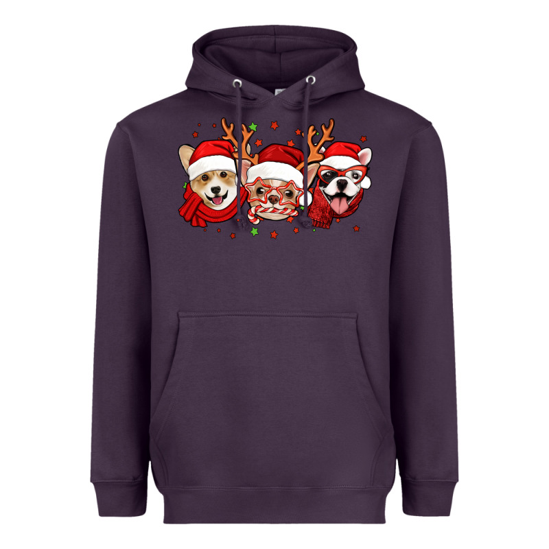 Christmas Dogs Corgi Chihuahua Frenchie Heavyweight Hoodie by Jasminsmagicworld | Teevron