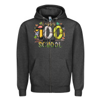 Charcoal Heather happy 100 day of school Zipper Hoodie - RacoonDesign