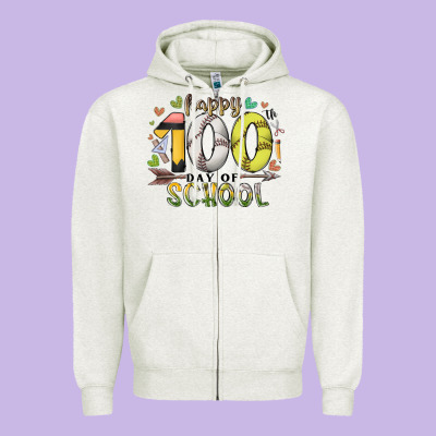 Happy 100 Day Of School Zipper Hoodie Designed By Racoondesign