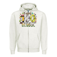 Oatmeal Heather happy 100 day of school Zipper Hoodie - RacoonDesign