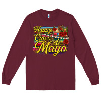 Burgundy Happy Cinco de Mayo Long Sleeve Tee - texasbilliewilder
