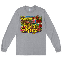 Heather Grey Happy Cinco de Mayo Long Sleeve Tee - texasbilliewilder
