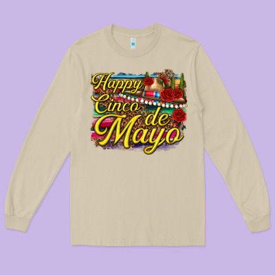 Happy Cinco De Mayo Long Sleeve Tee Designed By Texasbilliewilder