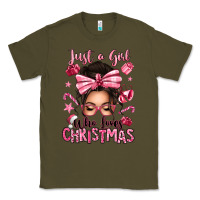 Army Green just a girl who loves pink christmas messy bun Classic Tee - texasbilliewilder