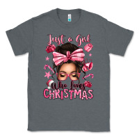Charcoal Heather just a girl who loves pink christmas messy bun Classic Tee - texasbilliewilder