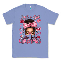 Colony Blue just a girl who loves pink christmas messy bun Classic Tee - texasbilliewilder