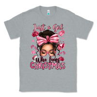 Heather Grey just a girl who loves pink christmas messy bun Classic Tee - texasbilliewilder