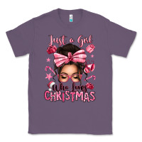 Lavender just a girl who loves pink christmas messy bun Classic Tee - texasbilliewilder