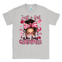Moon Dust just a girl who loves pink christmas messy bun Classic Tee - texasbilliewilder