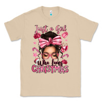 Mushroom just a girl who loves pink christmas messy bun Classic Tee - texasbilliewilder