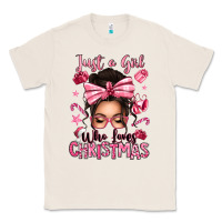 Just A Girl Who Loves Pink Christmas Messy Bun Classic Tee | Teevron