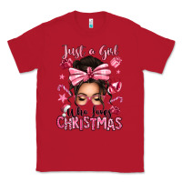 Red just a girl who loves pink christmas messy bun Classic Tee - texasbilliewilder